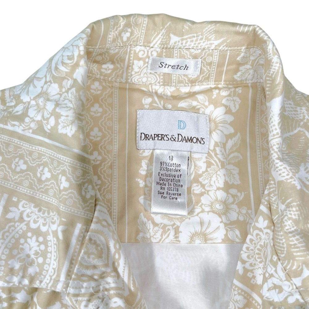 Drapers & Damon 18 Beige Button Up Jacket/Blazer Floral Embroidered Boho Coastal - Picture 6 of 8